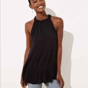 Loft Hunter Green Halter Peplum Top